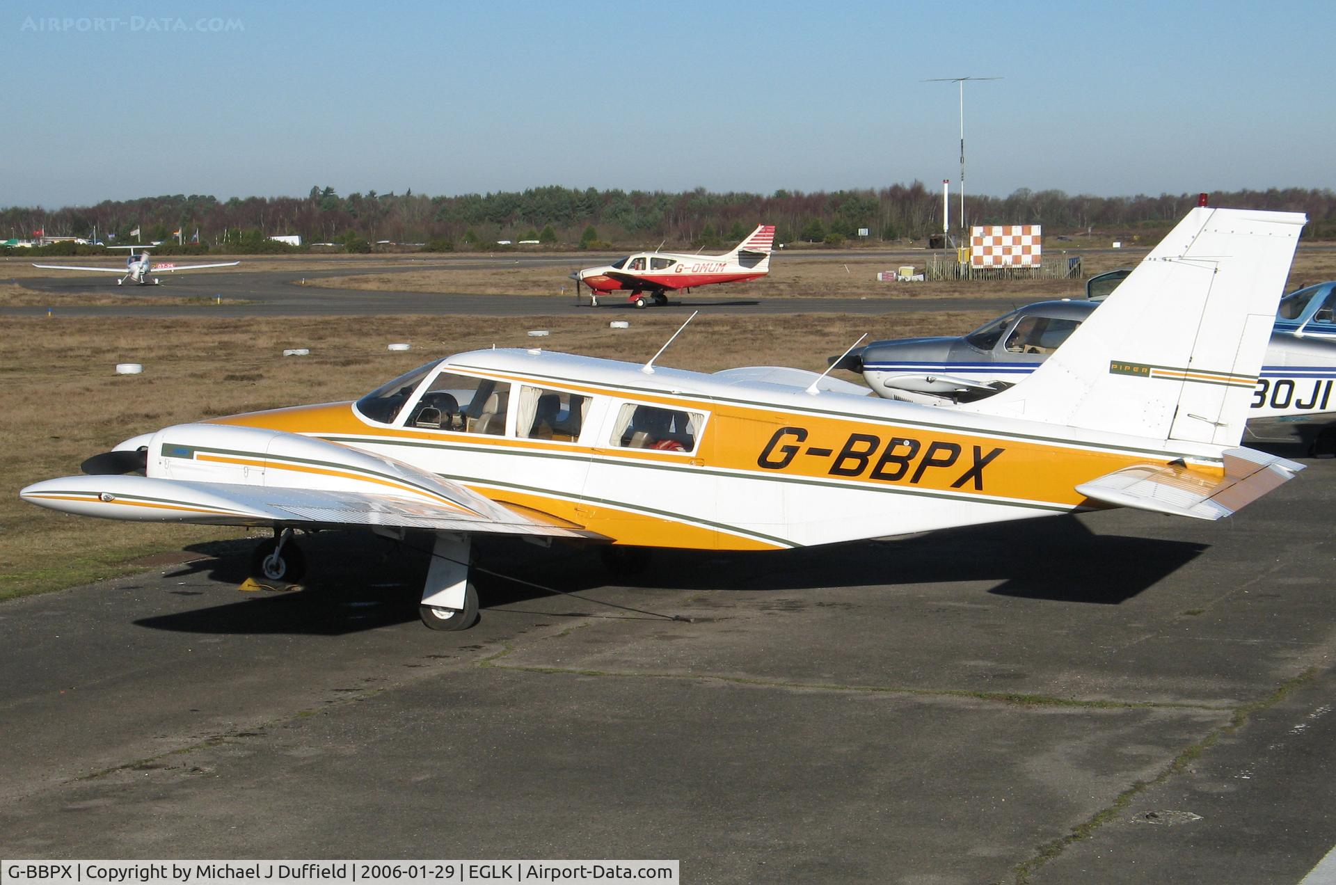 G-BBPX, 1972 Piper PA-34-200 Seneca C/N 34-7250262, PA-34 Seneca seen at its then homebase of Blackbushe on 29th January 2006; aircraft w/o in 2012.