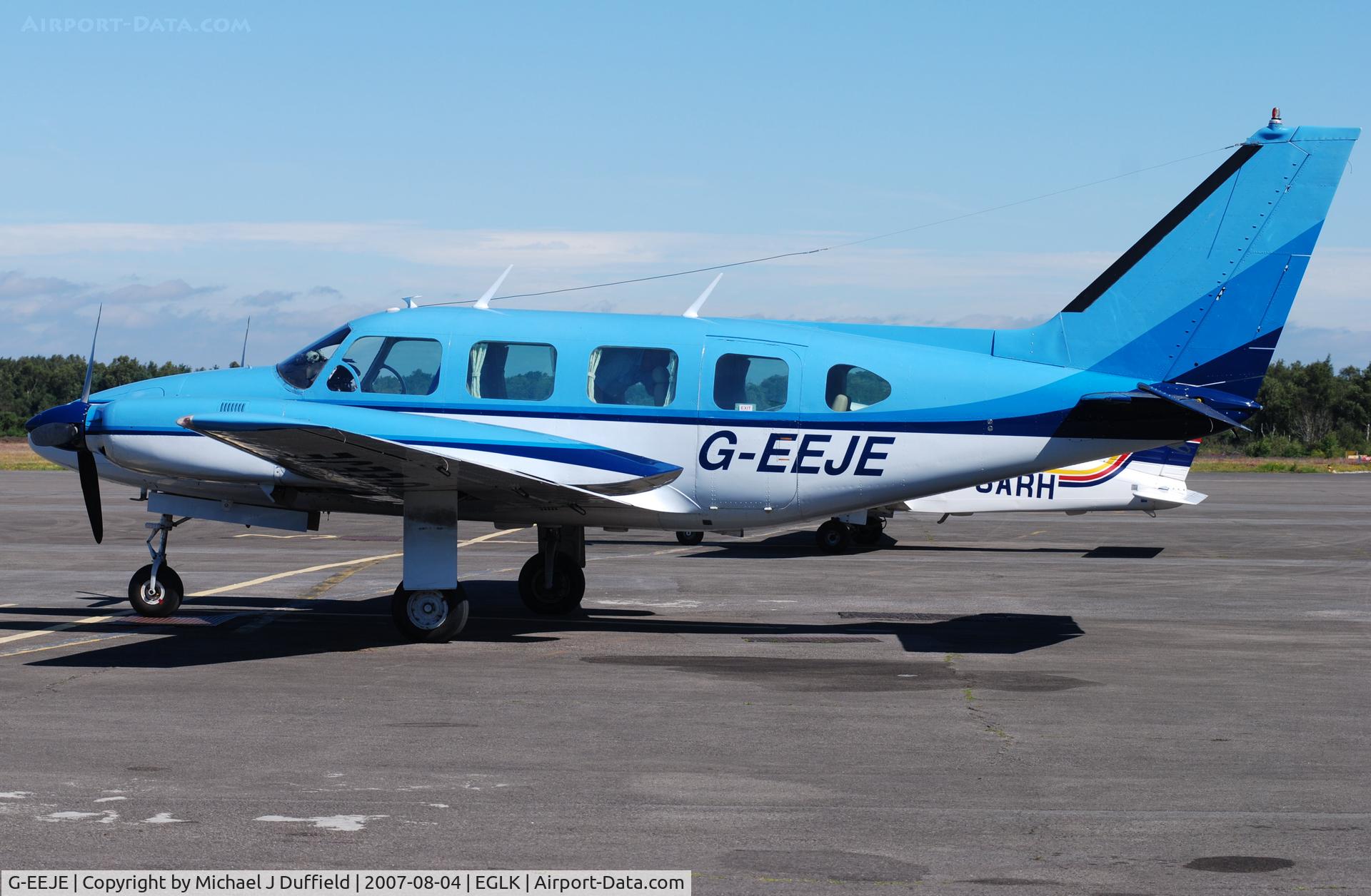 G-EEJE, 1972 Piper PA-31 Navajo C/N 31-825, Colourful Navajo seen at Blackbushe on 4th August 2007