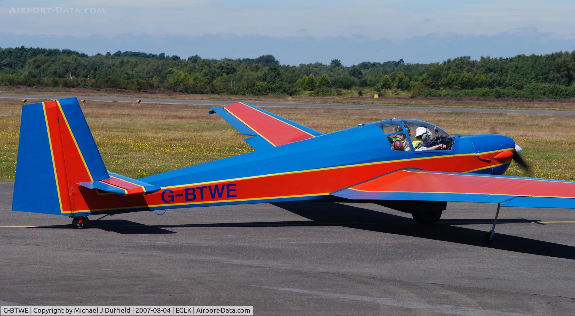 G-BTWE, 1981 Slingsby T-61F Venture T2 C/N 1980, This brightly coloured Slingsby Venture was an unusual visitor to Blackbushe