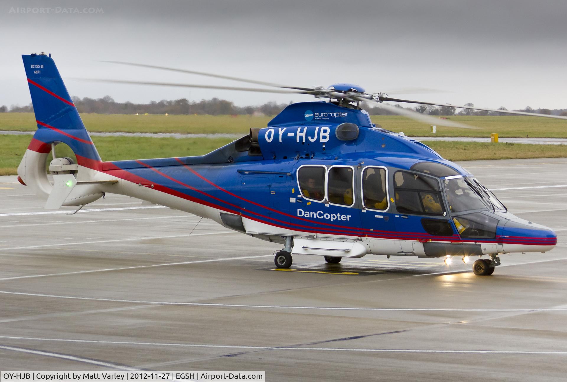 OY-HJB, 2009 Eurocopter EC-155B-1 C/N 6871, Sat on stand at SaxonAir.