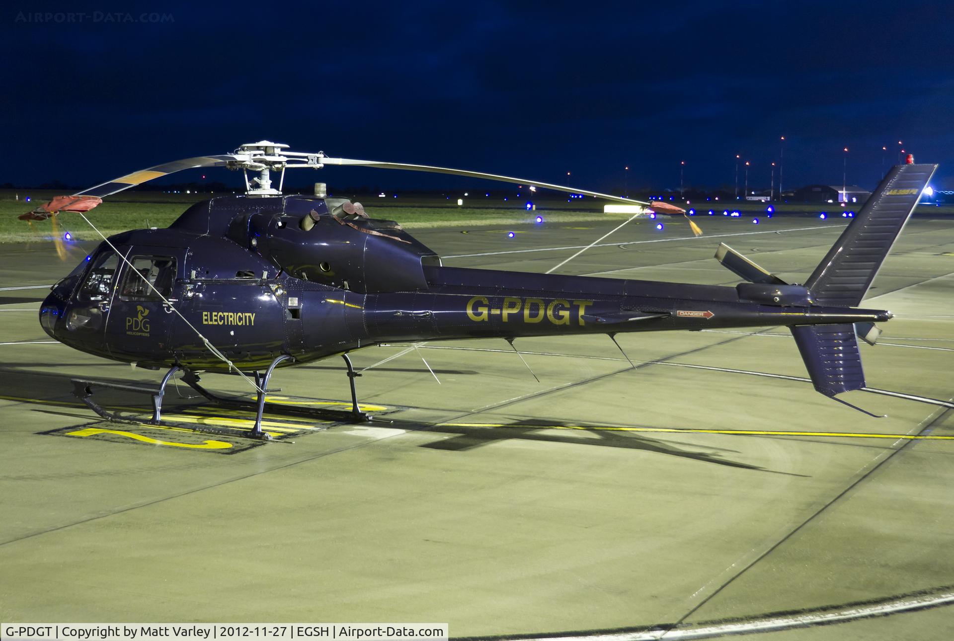 G-PDGT, 1988 Aerospatiale AS-355F-2 Ecureuil 2 C/N 5374, Sat on stand at SaxonAir.
