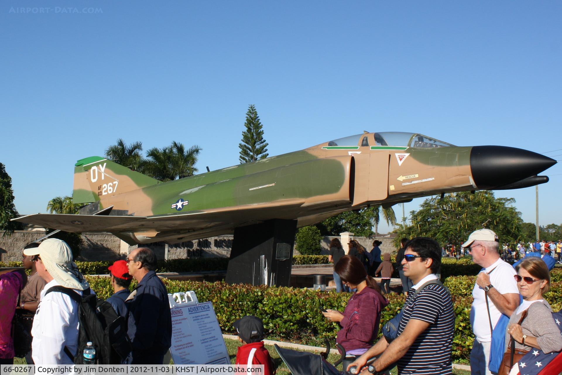 66-0267, 1966 McDonnell F-4D Phantom II C/N 1933, F-4E Phantom II  of the 482nd Fighter Wing at Homestead Air Reserve Base  (60-267) sits on display outside Homestead Air Reserve Base
