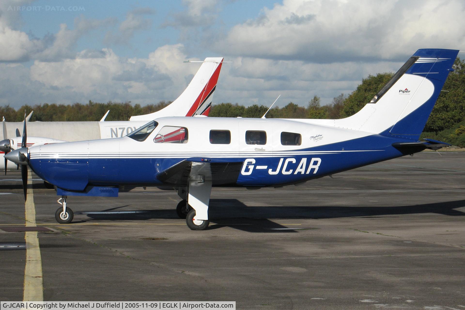 G-JCAR, 1999 Piper PA-46-350P Malibu Mirage C/N 4636223, Malibu seen visiting Blackbushe on 9th November 2005; re-registered N10DK in 2012.