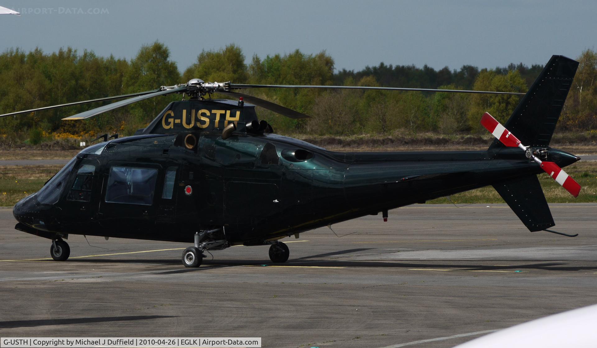 G-USTH, 1983 Agusta A-109A-2 C/N 7304, Agusta A109 executive helicopter visiting Blackbushe on 26th April 2010.