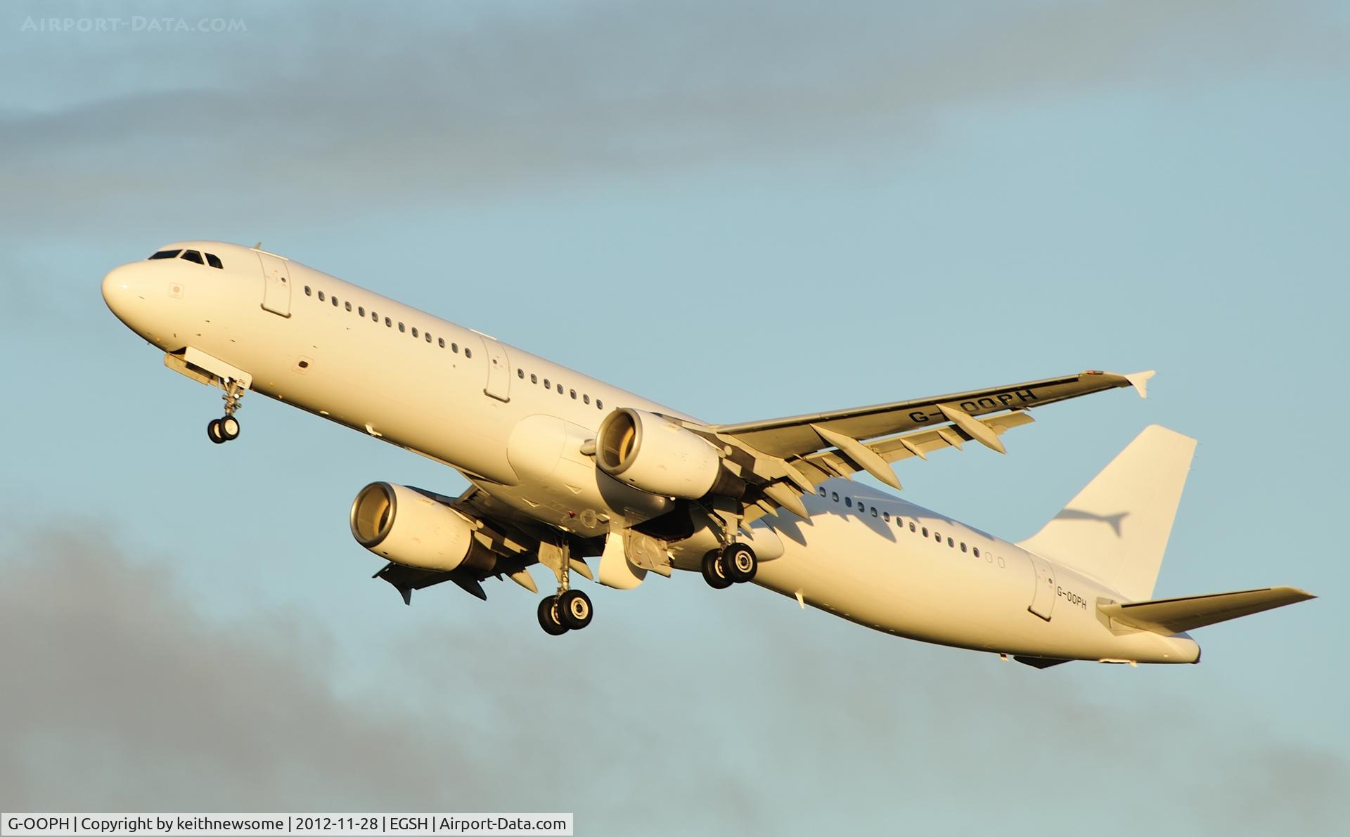 G-OOPH, 1998 Airbus A321-211 C/N 781, Taking off into the sun en route Shannon.