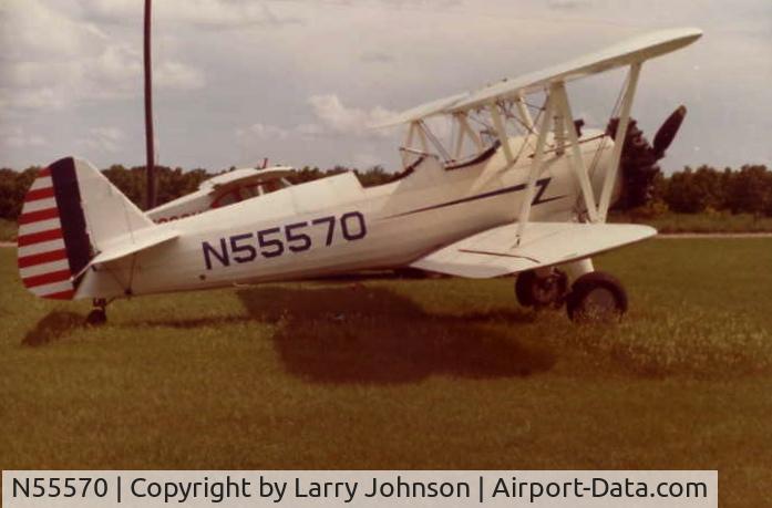 N55570, 1941 Boeing A75N1(PT17) C/N 75-1563, Richard's Field South Florida. Taken in the late 1970's.