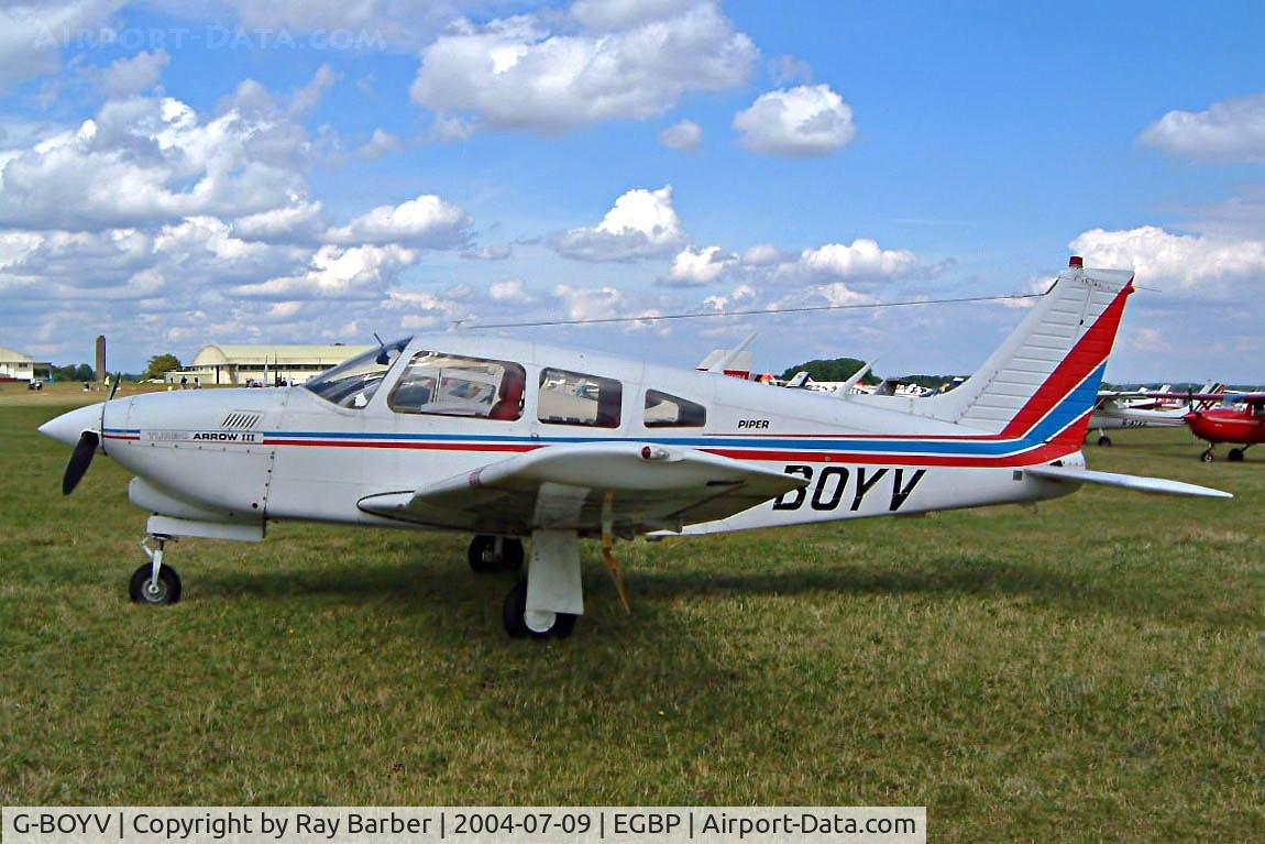 G-BOYV, 1977 Piper PA-28R-201T Turbo Cherokee Arrow III C/N 28R-7703014, Piper PA-28R-201T Turbo Cherokee Arrow III [28R-7703014] Kemble~G 09/07/2004
