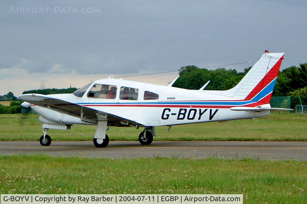 G-BOYV, 1977 Piper PA-28R-201T Turbo Cherokee Arrow III C/N 28R-7703014, Piper PA-28R-201T Turbo Cherokee Arrow III [28R-7703014] Kemble~G 11/07/2004. Taxiing out for departure.