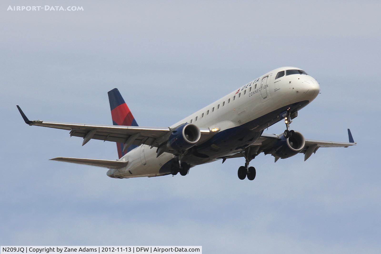 N209JQ, 2008 Embraer 175LR (ERJ-170-200LR) C/N 17000258, Delta landing at DFW Airport