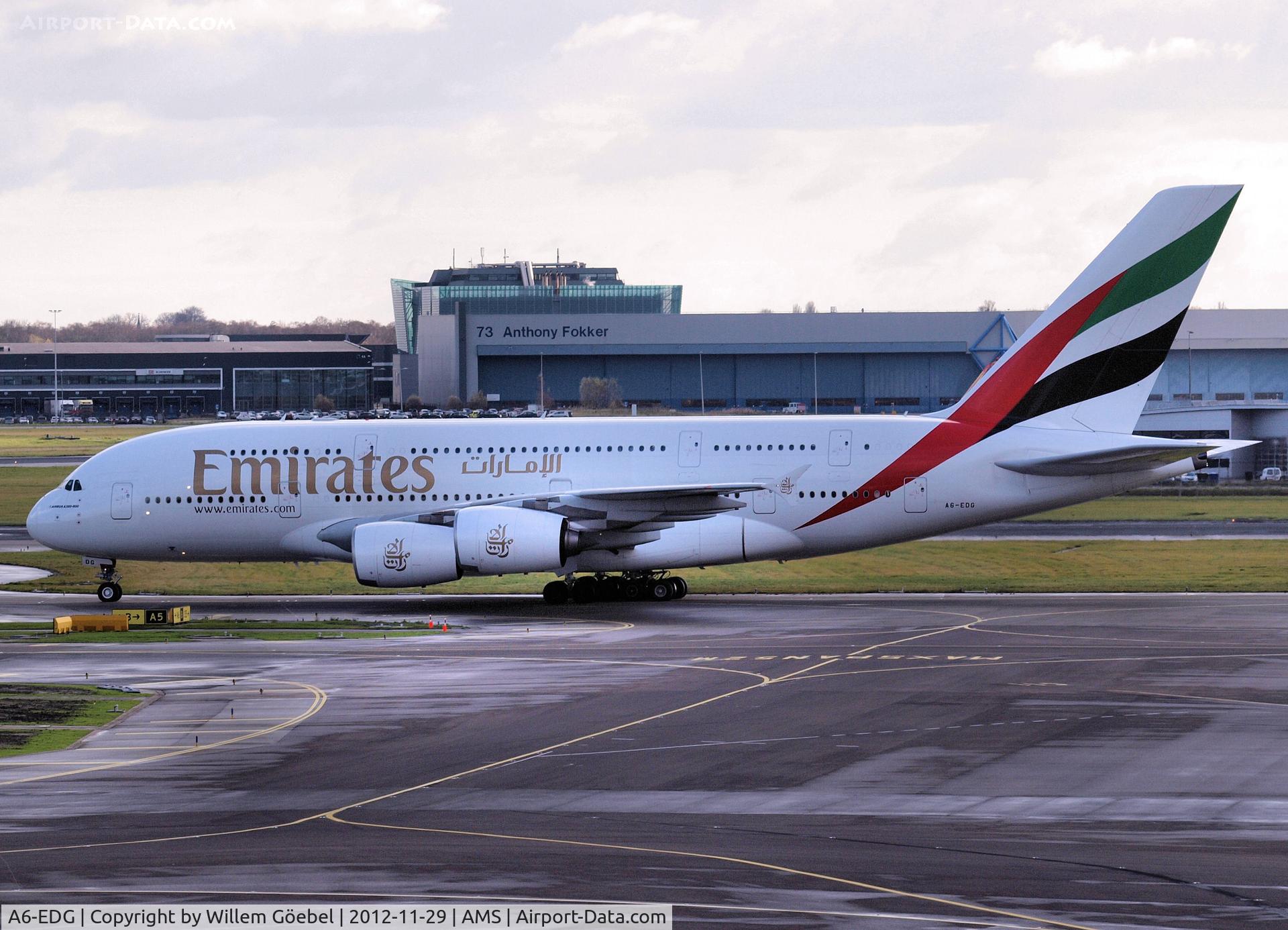 A6-EDG, 2009 Airbus A380-861 C/N 023, Taxi to the gate of Schiphol Airport