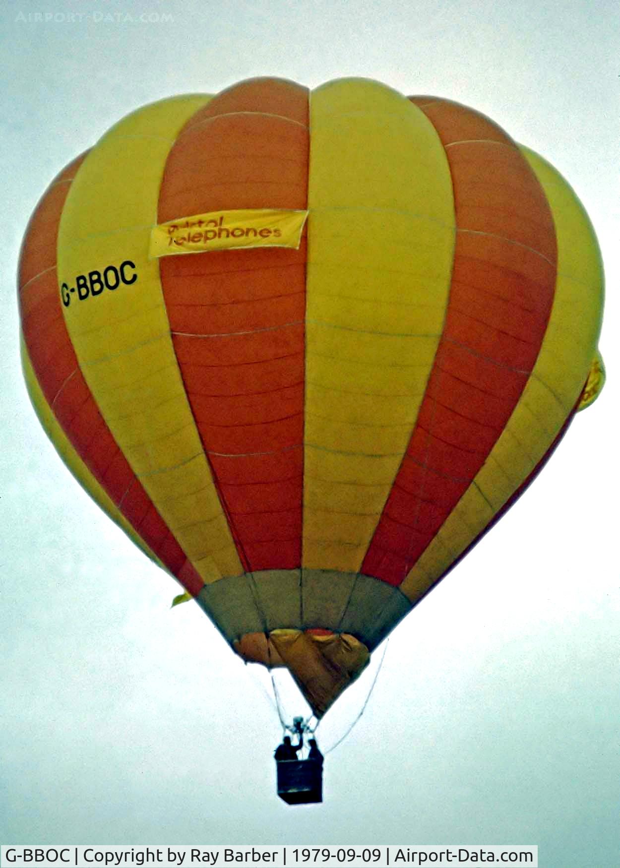 G-BBOC, 1973 Cameron Balloons O-77 C/N 86, Cameron O-77 HAFB [86] Ashton Court~G 09/09/1979. Image taken from a slide.