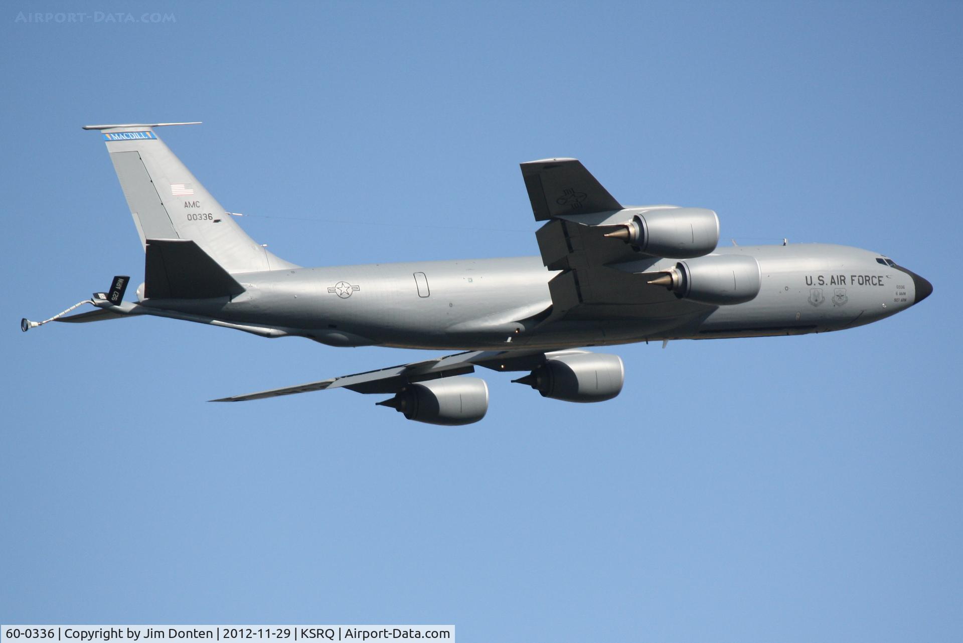 60-0336, 1960 Boeing KC-135R Stratotanker C/N 18111, A KC-135 Stratotanker (60-0336) from 6th Air Mobility Wing-927th Air Refueling Wing at MacDill Air Force Base performs touch and go manuevers at Sarasota-Bradenton International Airport