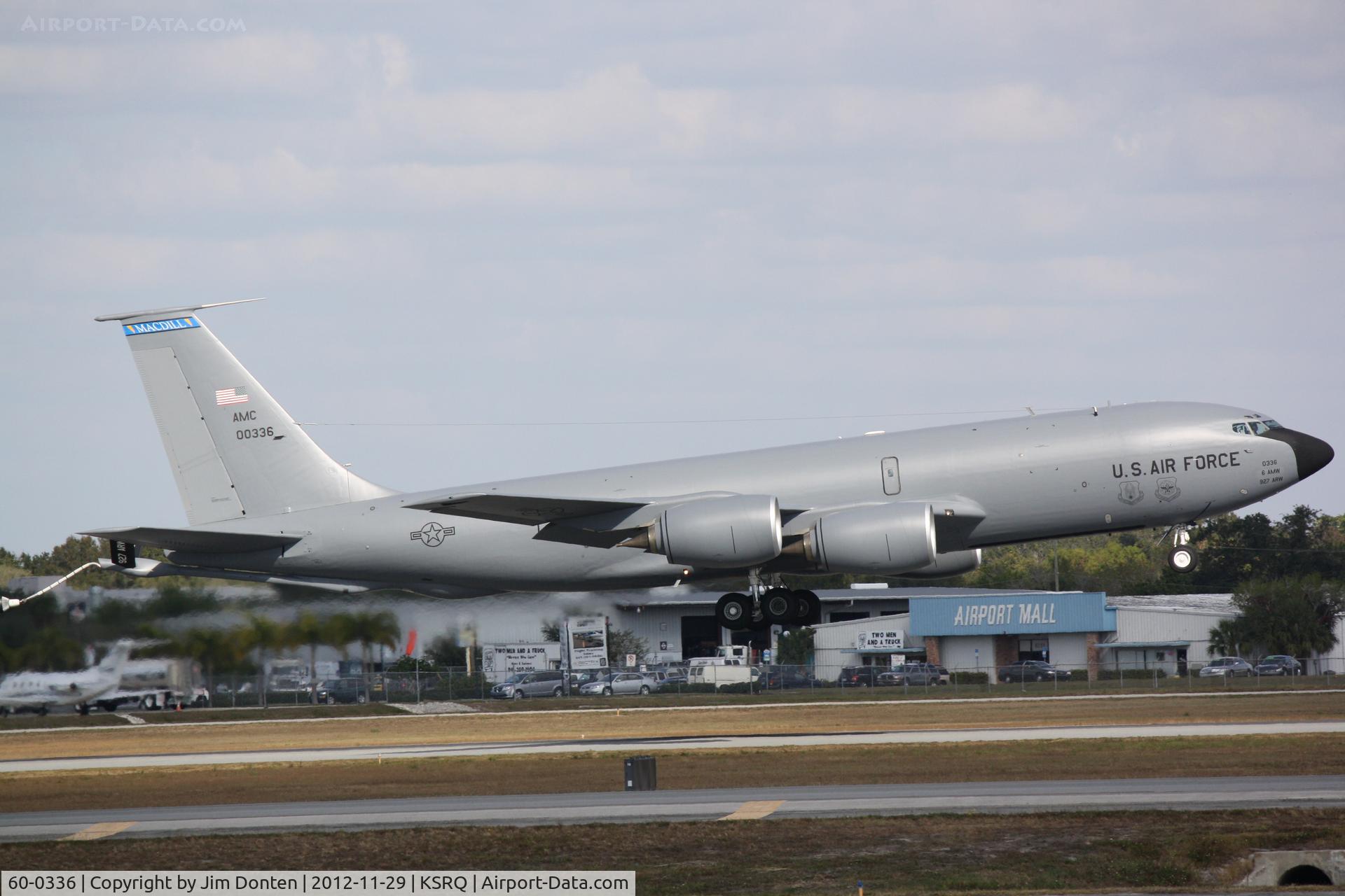 60-0336, 1960 Boeing KC-135R Stratotanker C/N 18111, A KC-135 Stratotanker (60-0336) from 6th Air Mobility Wing-927th Air Refueling Wing at MacDill Air Force Base performs touch and go manuevers at Sarasota-Bradenton International Airport
