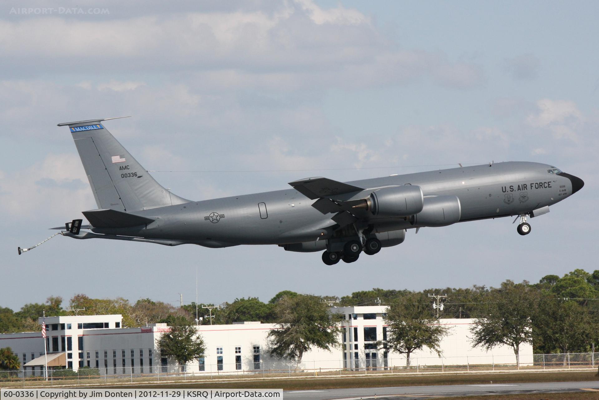 60-0336, 1960 Boeing KC-135R Stratotanker C/N 18111, A KC-135 Stratotanker (60-0336) from 6th Air Mobility Wing-927th Air Refueling Wing at MacDill Air Force Base performs touch and go manuevers at Sarasota-Bradenton International Airport