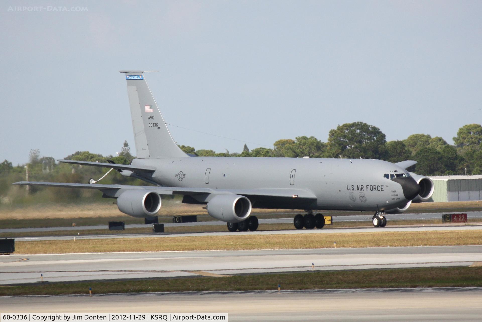 60-0336, 1960 Boeing KC-135R Stratotanker C/N 18111, A KC-135 Stratotanker (60-0336) from 6th Air Mobility Wing-927th Air Refueling Wing at MacDill Air Force Base performs touch and go manuevers at Sarasota-Bradenton International Airport