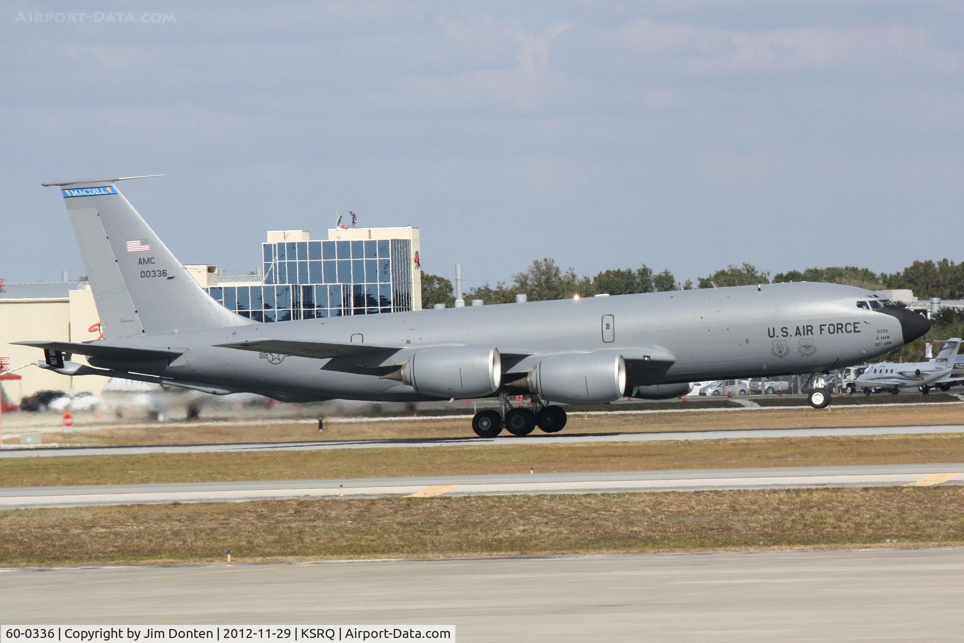 60-0336, 1960 Boeing KC-135R Stratotanker C/N 18111, A KC-135 Stratotanker (60-0336) from 6th Air Mobility Wing-927th Air Refueling Wing at MacDill Air Force Base performs touch and go manuevers at Sarasota-Bradenton International Airport