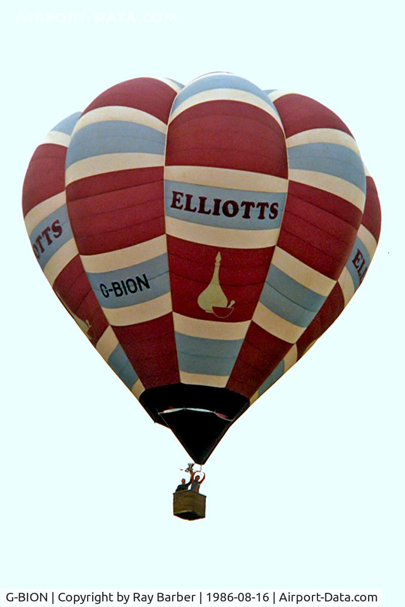 G-BION, 1981 Cameron Balloons V-77 C/N 706, Cameron V-77 HAFB [706] Ashton Court~ G 16/08/1986