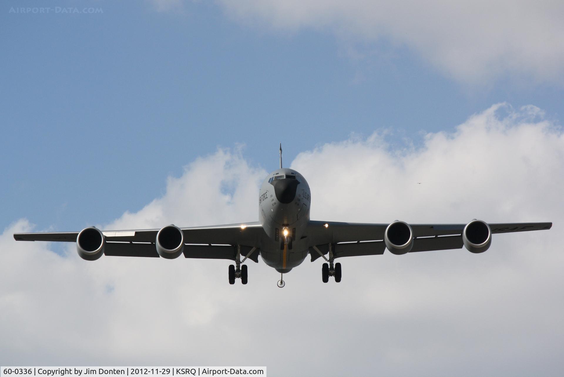 60-0336, 1960 Boeing KC-135R Stratotanker C/N 18111, A KC-135 Stratotanker (60-0336) from 6th Air Mobility Wing-927th Air Refueling Wing at MacDill Air Force Base performs touch and go manuevers at Sarasota-Bradenton International Airport