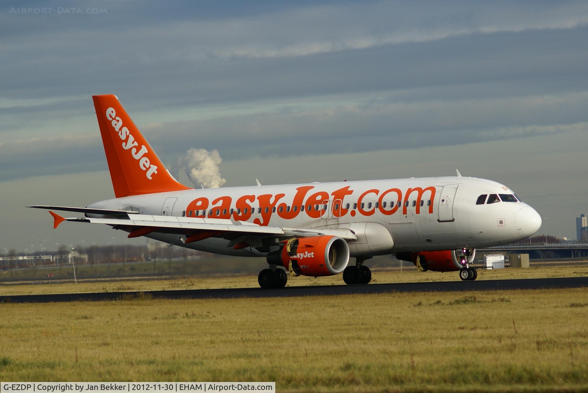 G-EZDP, 2008 Airbus A319-111 C/N 3675, Just after landing on the 