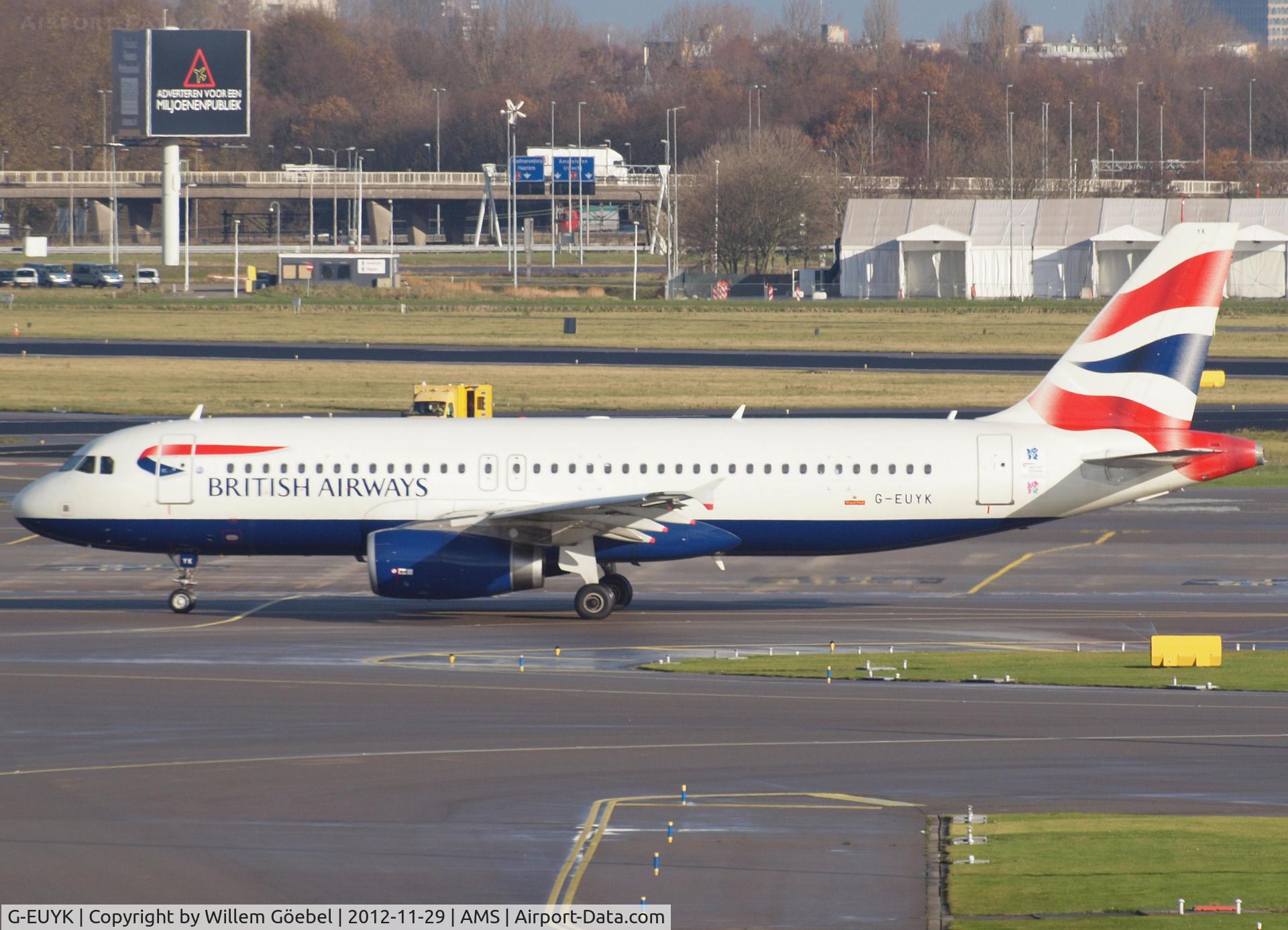G-EUYK, 2010 Airbus A320-232 C/N 4551, Taxi to runway L36 of Schiphol Airport