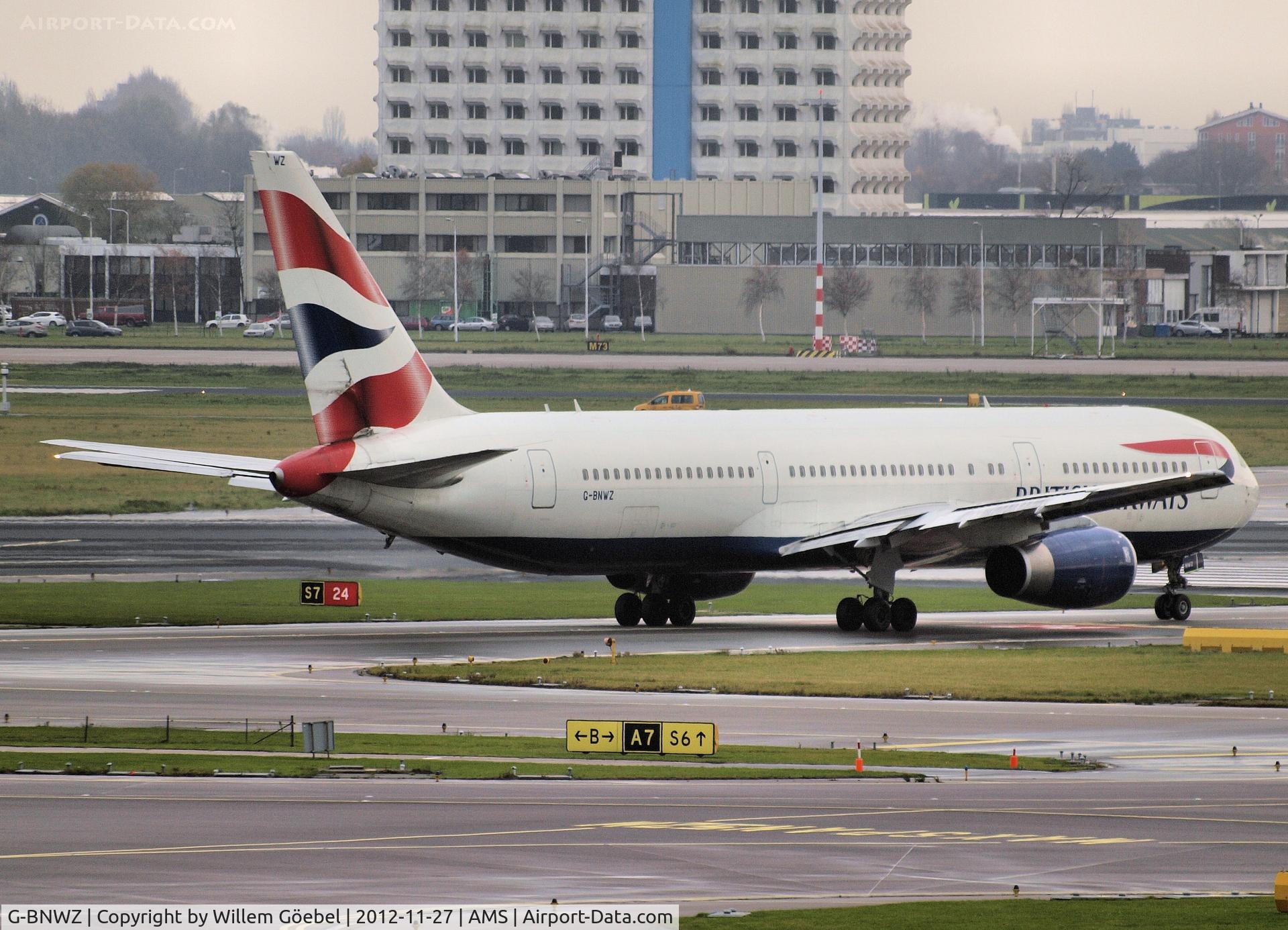 G-BNWZ, 1997 Boeing 767-336/ER C/N 25733, Taxi to runway 24 of Schiphol Airport