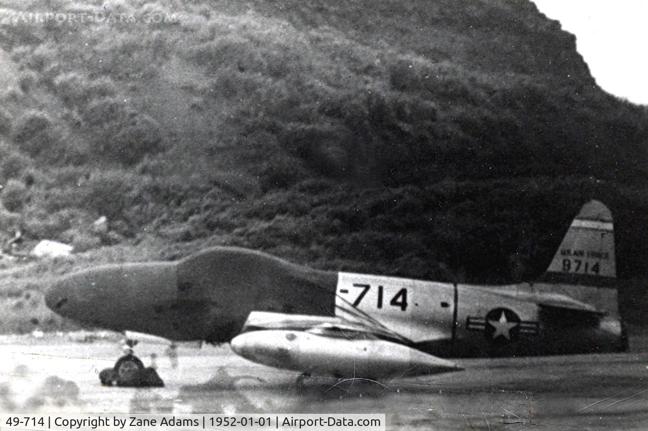 49-714, 1949 Lockheed F-80C-10-LO Shooting Star C/N 080-2461, Photographed on Okinawa @ 1952 - John Van Dyke photo