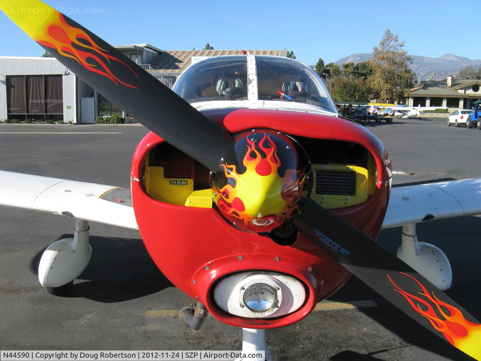 N44590, 1974 Piper PA-28-140 Cherokee Cruiser C/N 28-7425429, 1974 Piper PA-28-140 CRUISER, Lycoming O-320-E2A 150 Hp, spinner and prop in hot flames