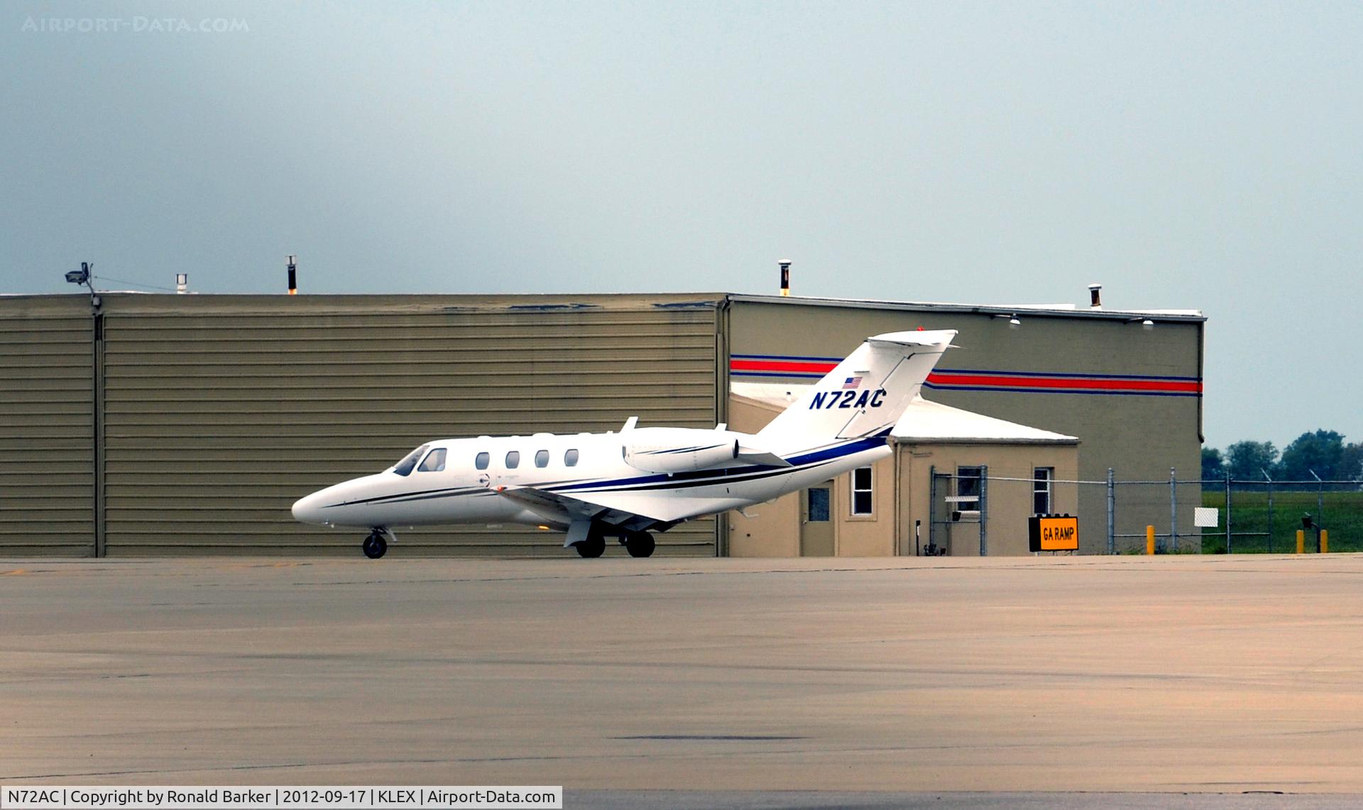 N72AC, 2007 Cessna 525 CitationJet CJ1+ C/N 525-0643, Taxi LEX