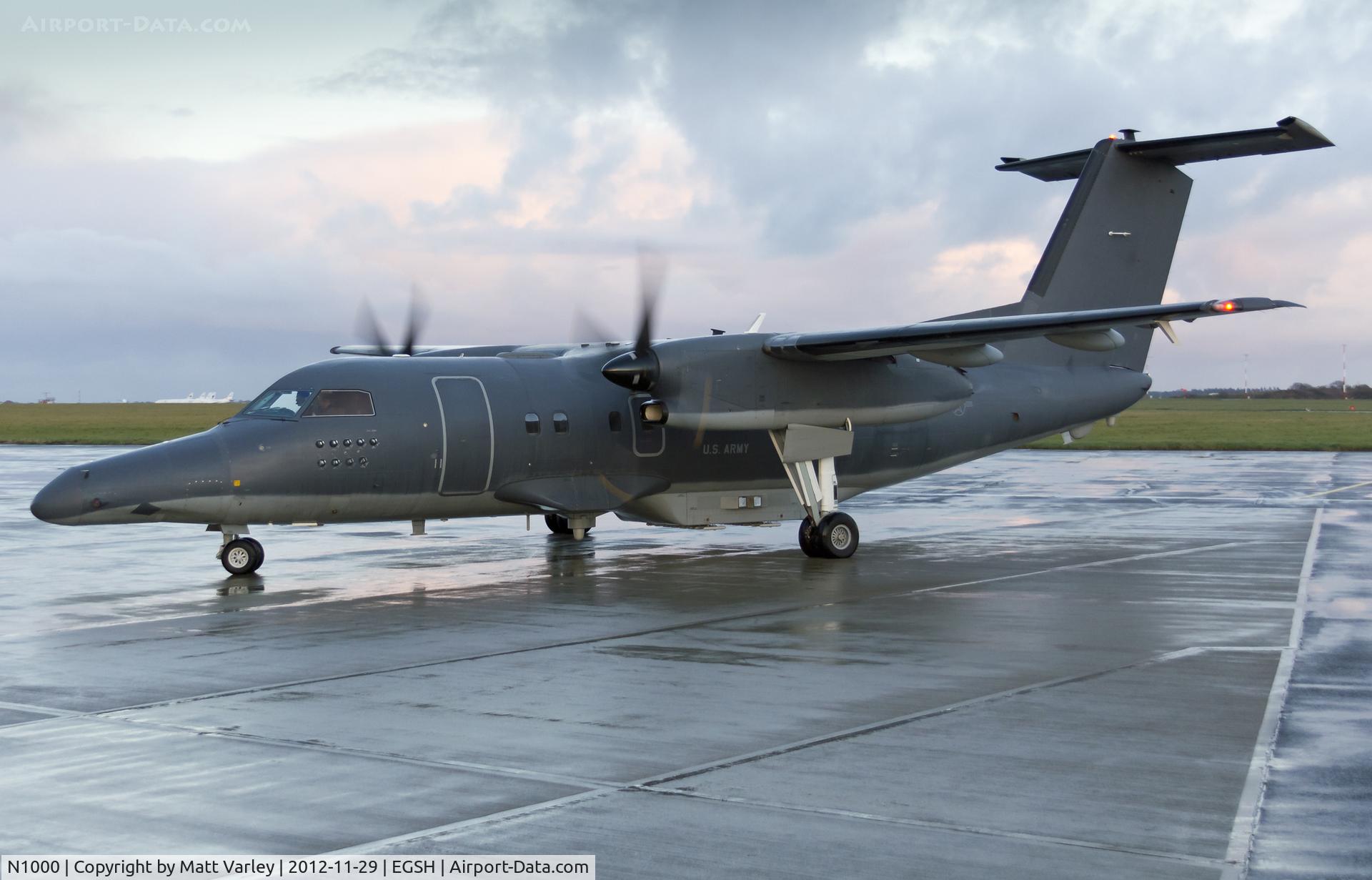 N1000, 1985 De Havilland Canada DHC-8-102 Dash 8 C/N 024, US Army dash 8 arriving at SaxonAir.
