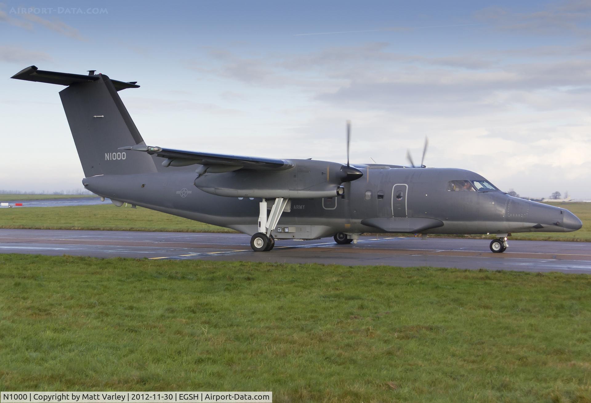 N1000, 1985 De Havilland Canada DHC-8-102 Dash 8 C/N 024, US Army dash 8 departing SaxonAir.