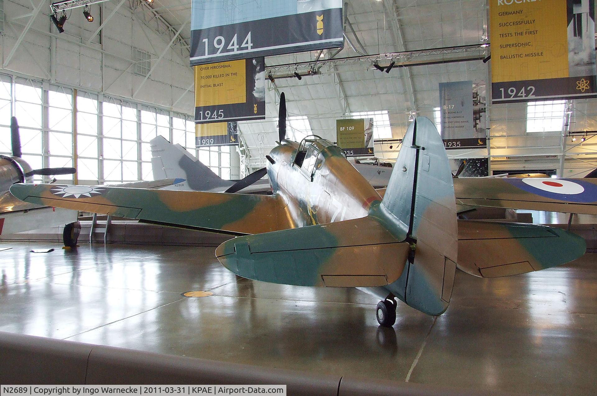 N2689, 1941 Curtiss P-40C Warhawk C/N 16166, Curtiss P-40C Warhawk at the Flying Heritage Collection, Everett WA