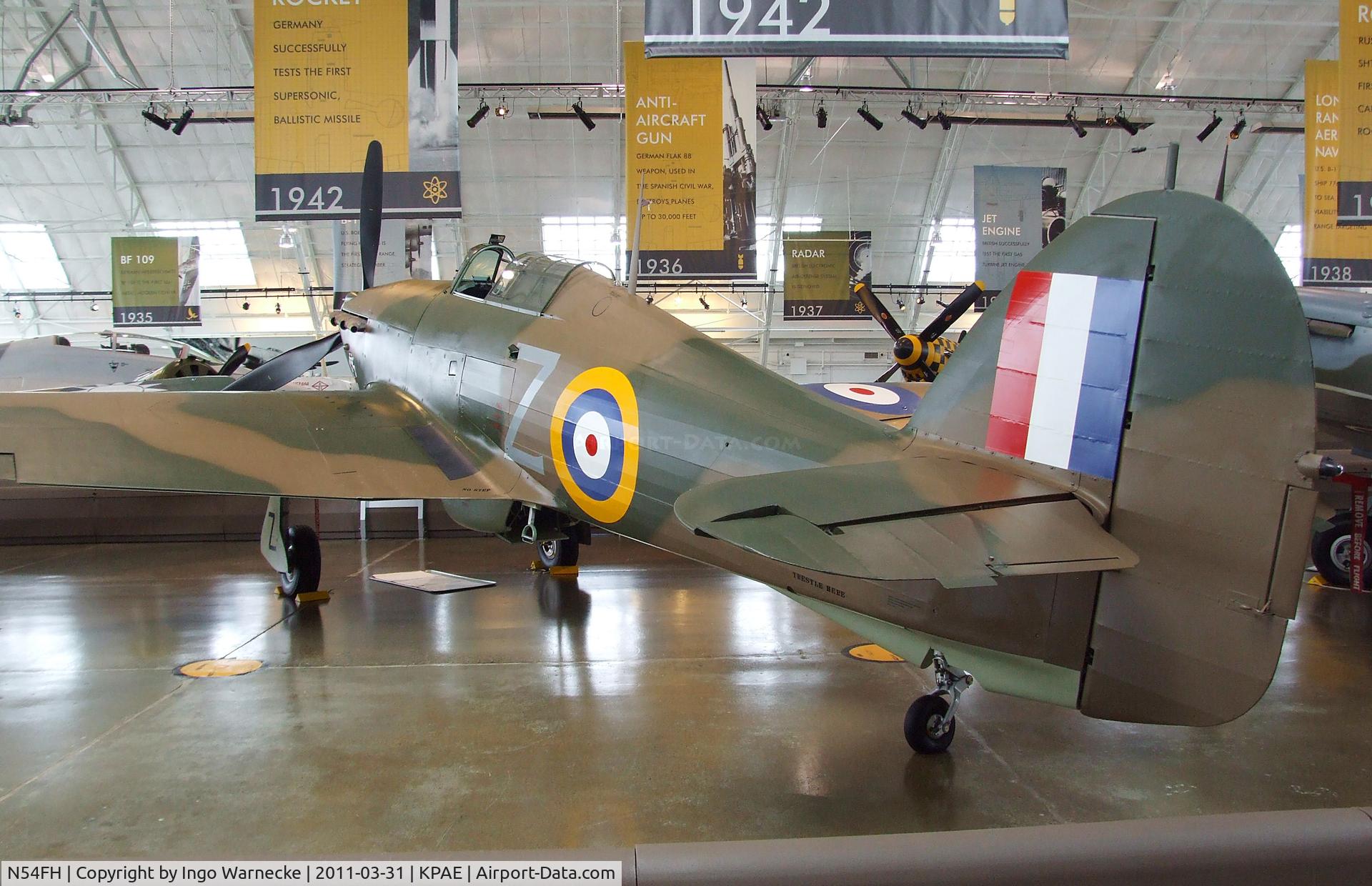 N54FH, 1941 Hawker (CCF) Hurricane Mk12A C/N CCF/R32007, Hawker (CCF) Hurricane Mk XIIA at the Flying Heritage Collection, Everett WA