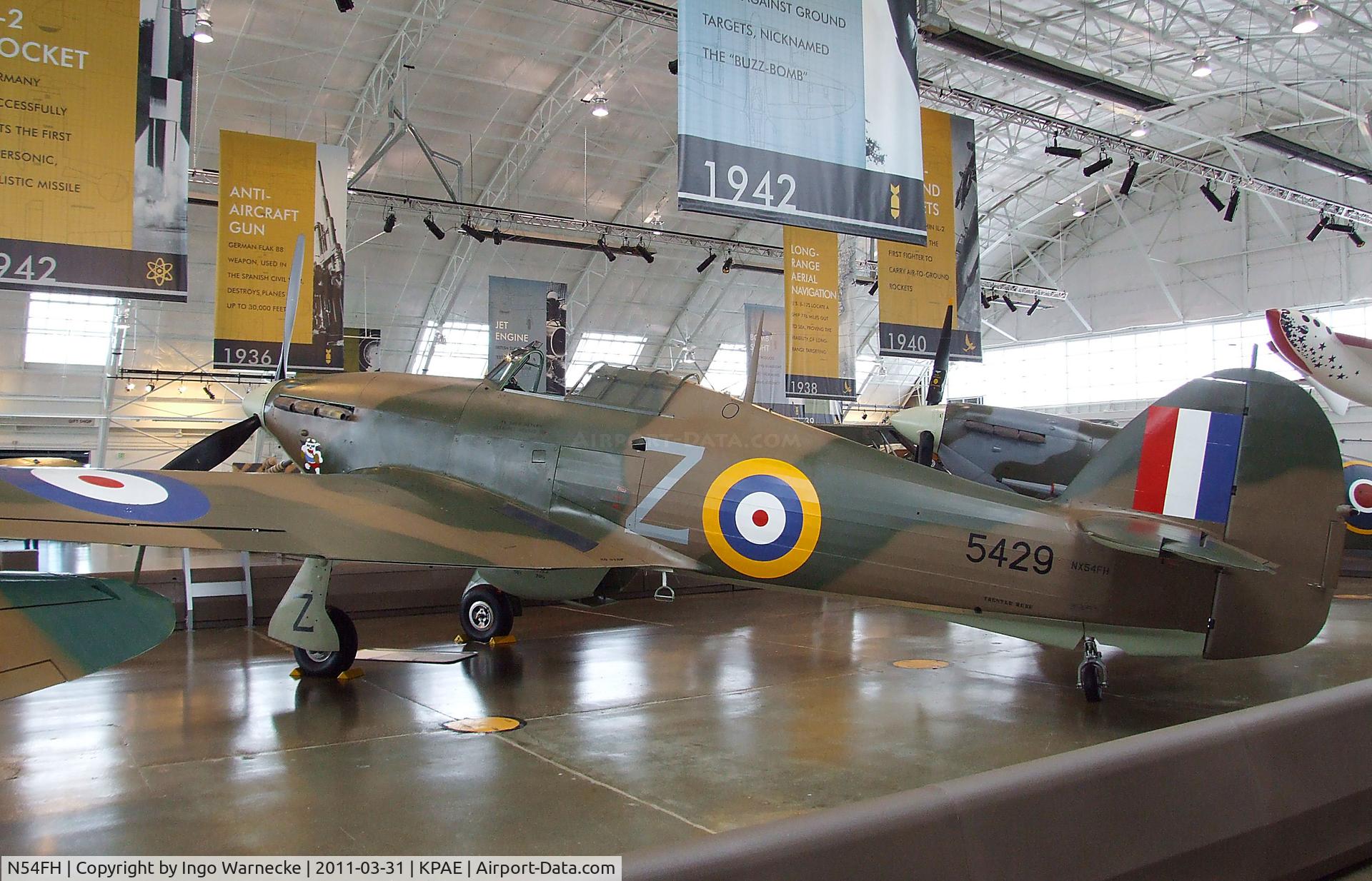 N54FH, 1941 Hawker (CCF) Hurricane Mk12A C/N CCF/R32007, Hawker (CCF) Hurricane Mk XIIA at the Flying Heritage Collection, Everett WA