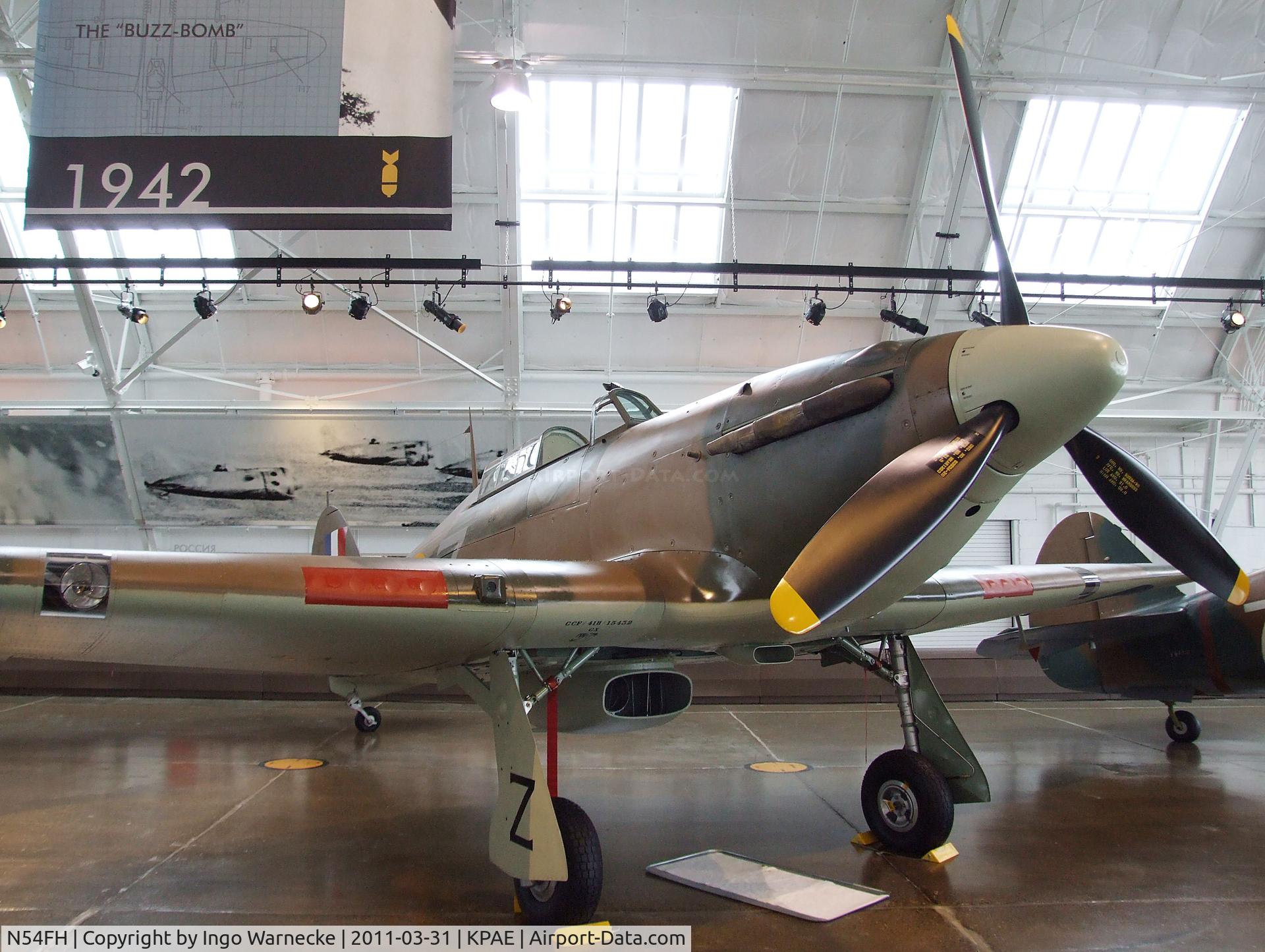 N54FH, 1941 Hawker (CCF) Hurricane Mk12A C/N CCF/R32007, Hawker (CCF) Hurricane Mk XIIA at the Flying Heritage Collection, Everett WA