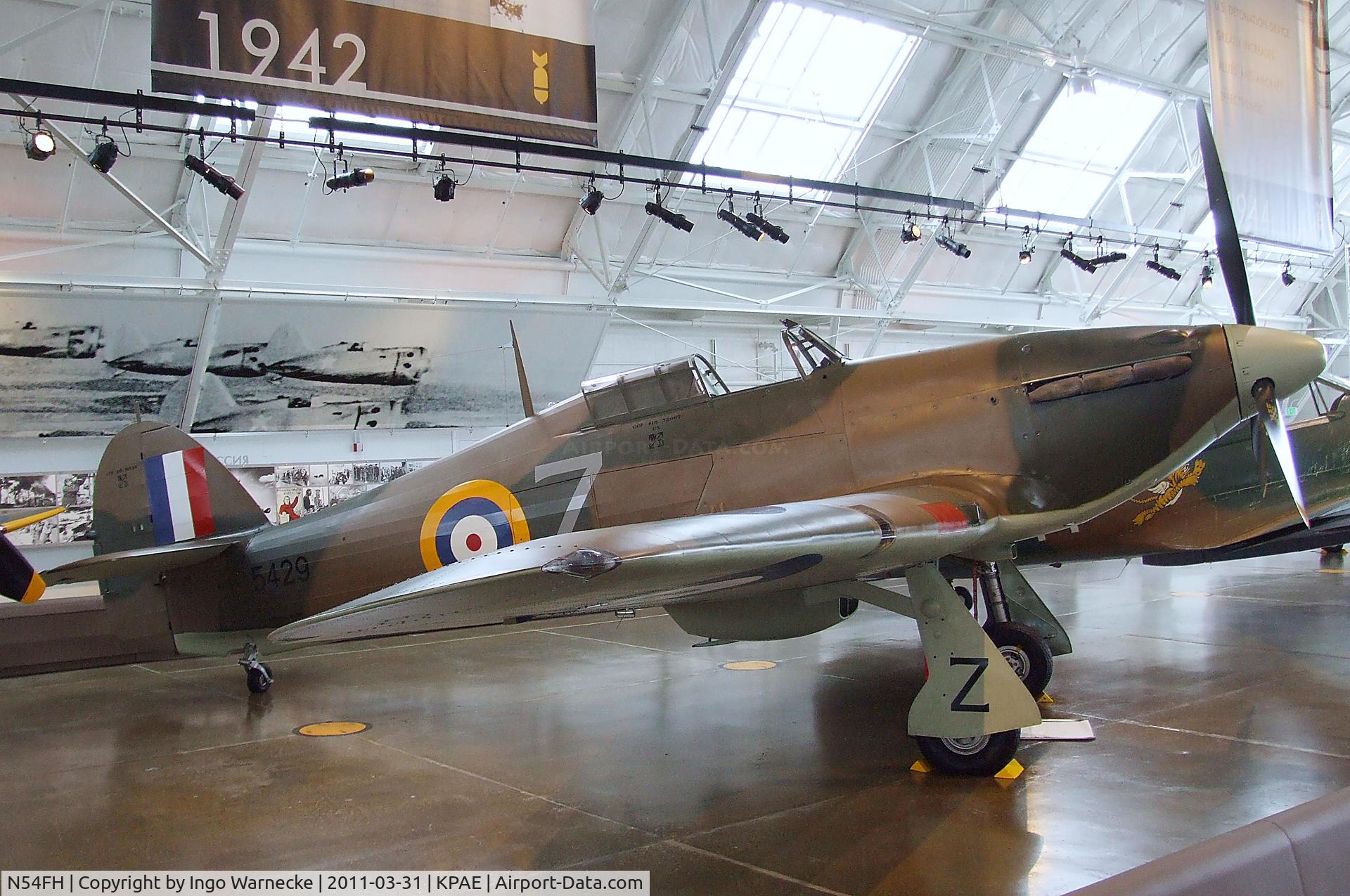 N54FH, 1941 Hawker (CCF) Hurricane Mk12A C/N CCF/R32007, Hawker (CCF) Hurricane Mk XIIA at the Flying Heritage Collection, Everett WA