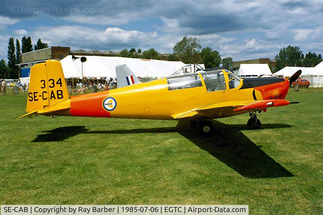 SE-CAB, 1957 Saab 91B-2 Safir C/N 91-334, Saab S.91B-2 Safir [91-334] Cranfield~G 06/07/1985