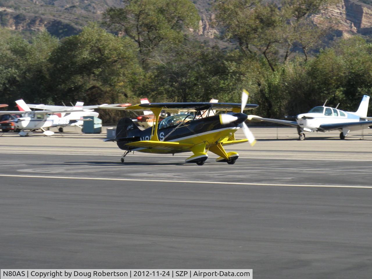 N80AS, 1992 Pitts S-2B Special C/N 5244, 1992 Pitts Aerobatics S-2B, Lyccoming AEIO-540, landing roll Rwy 22