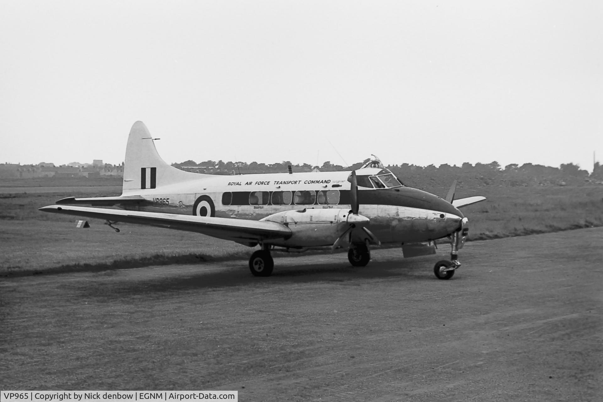 VP965, De Havilland DH-104 Devon C.2 C/N 04258, Devon at Yeadon aerodrome in around 1963