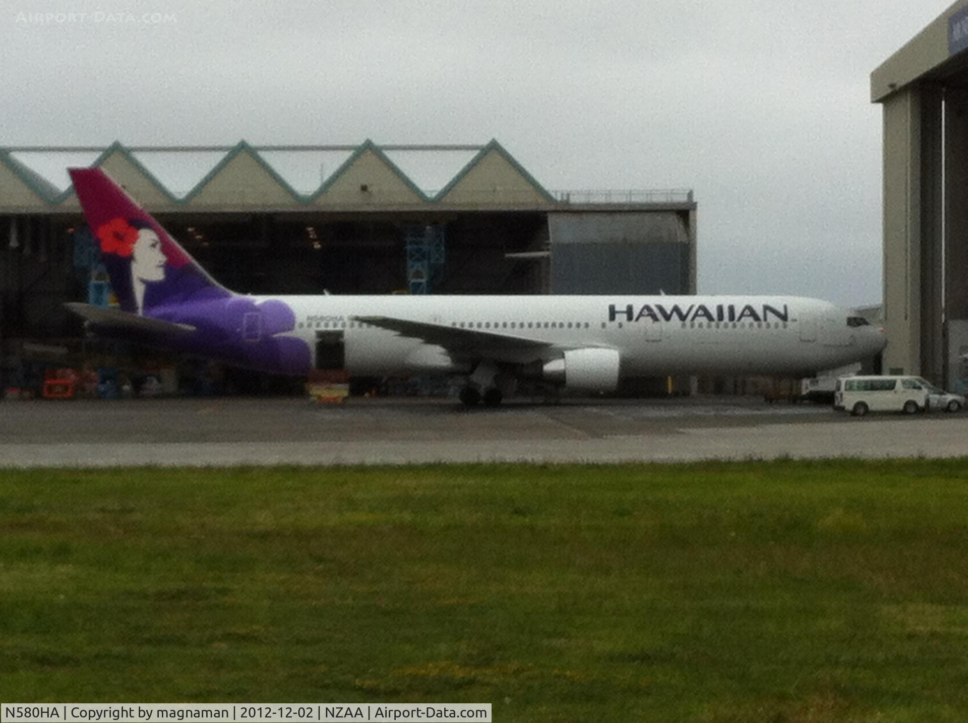 N580HA, 2001 Boeing 767-33A C/N 28140, At Auckland outside Air NZ maintenance hangars