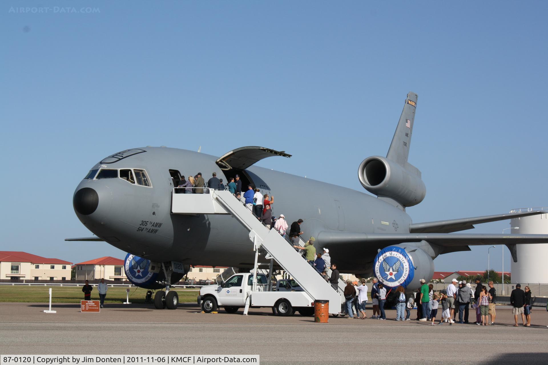87-0120, 1987 McDonnell Douglas KC-10A Extender C/N 48306, KC-10A Extender (87-0120) from the 305th/514th Air Mobility Wing at McGuire Air Force Base sits on display at MacDill Air Fest