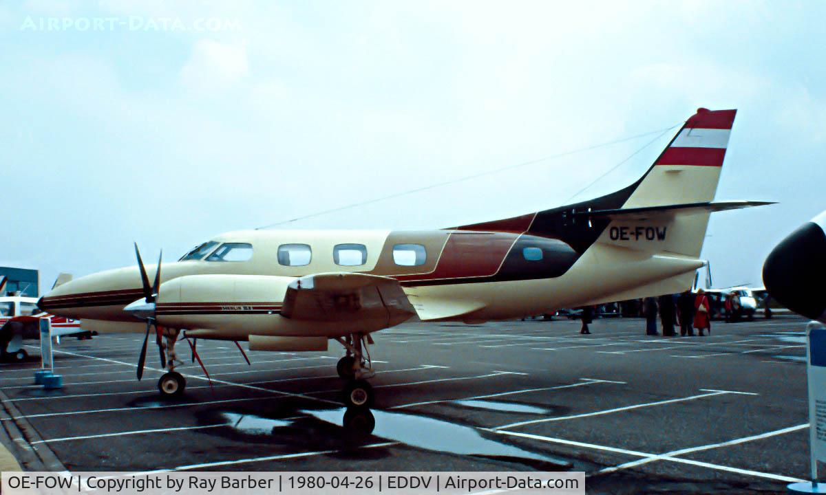 OE-FOW, Swearingen SA-226T(B) Merlin IIIB C/N T-318, Swearingen SA.226T Merlin IIIB [T-318] Hannover~D 26/04/1980. Image taken from a slide.