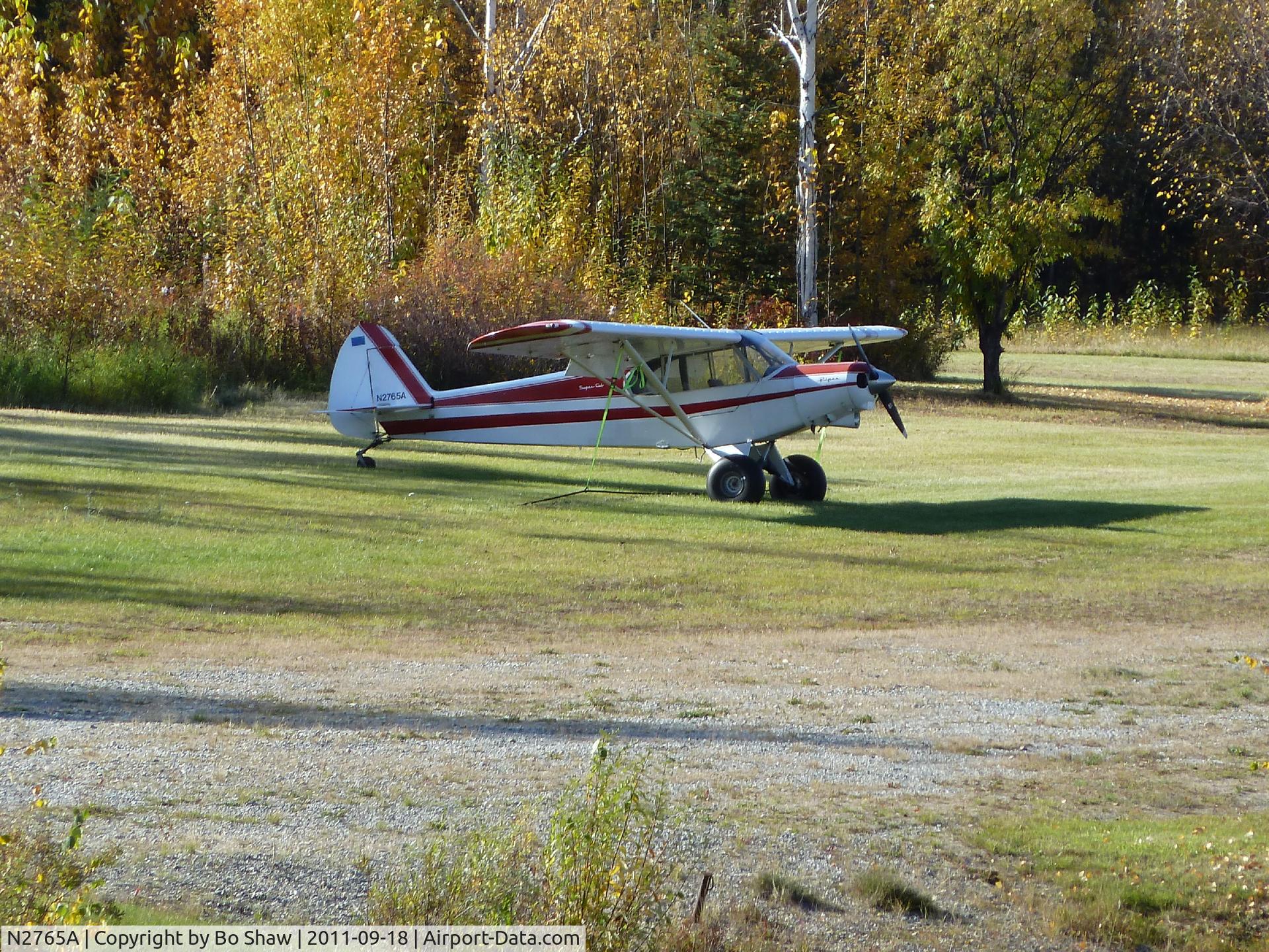 N2765A, 1952 Piper PA-18-135 Super Cub C/N 18-1824, This picture was taken in the morning from along the Tanana River in Fairbanks, Alaska. The aircraft was parked in a private field alongside the river.