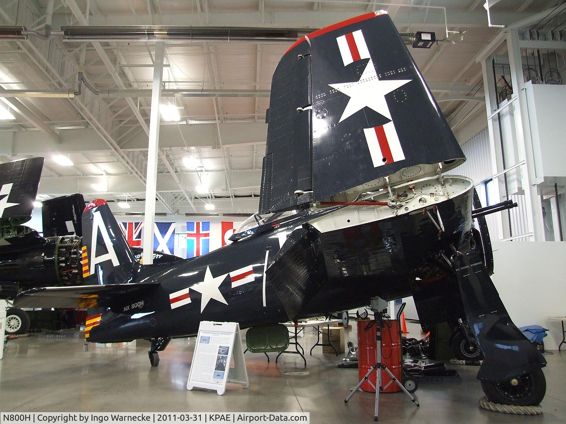 N800H, 1949 Grumman F8F-2 (G58) Bearcat C/N D.1126, Grumman F8F-2 Bearcat (minus engine) at the Historic Flight Foundation, Everett WA