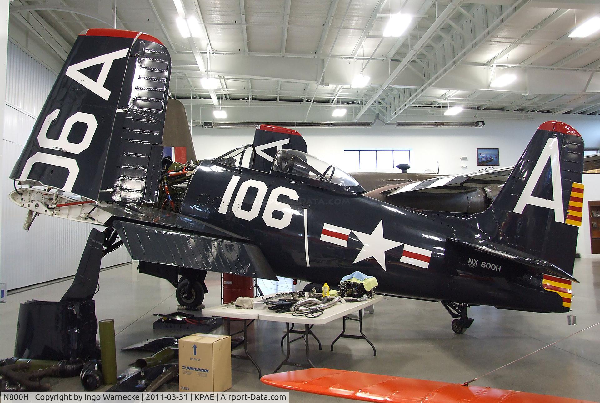 N800H, 1949 Grumman F8F-2 (G58) Bearcat C/N D.1126, Grumman F8F-2 Bearcat (minus engine) at the Historic Flight Foundation, Everett WA