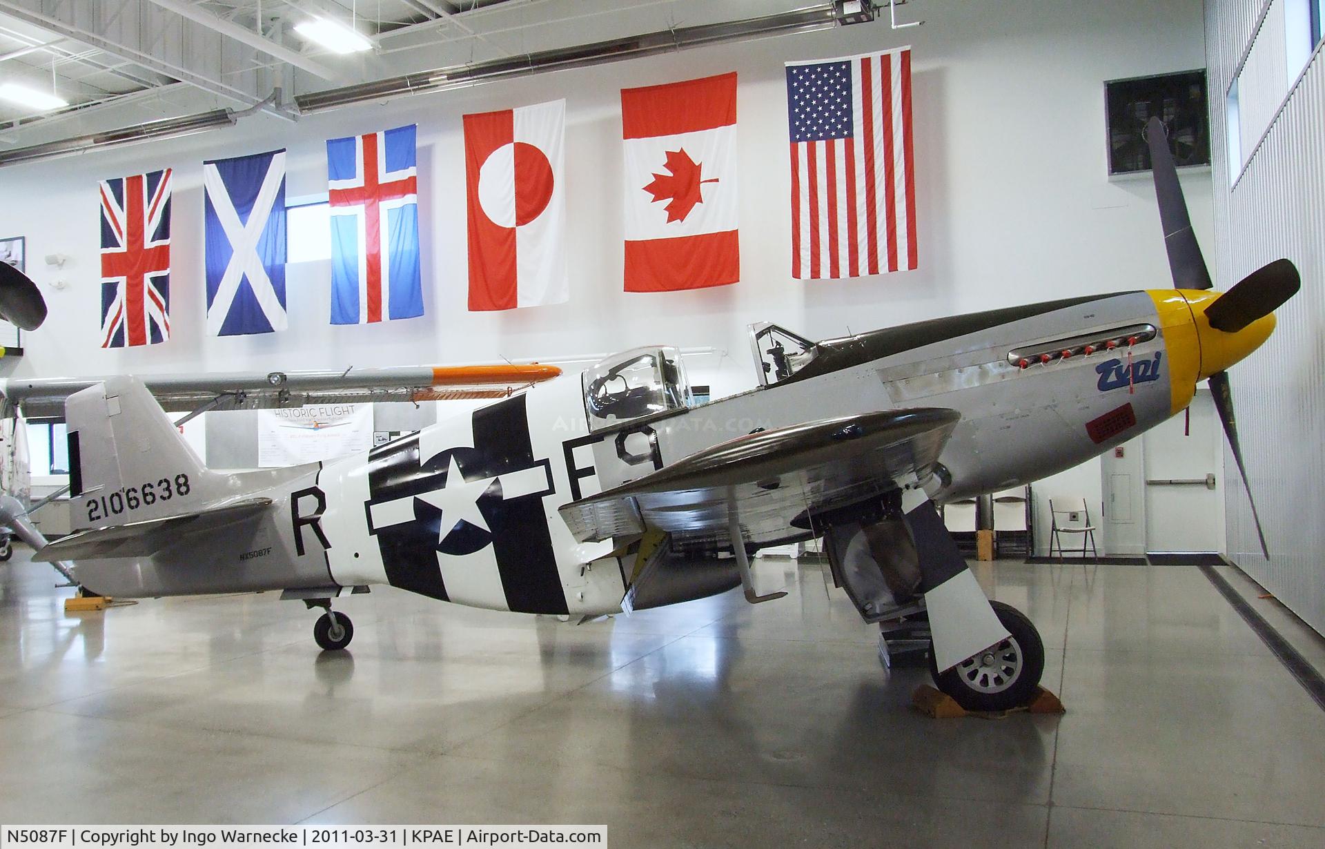 N5087F, 1943 North American P-51B Mustang C/N 104-25440, North American P-51B Mustang at the Historic Flight Foundation, Everett WA