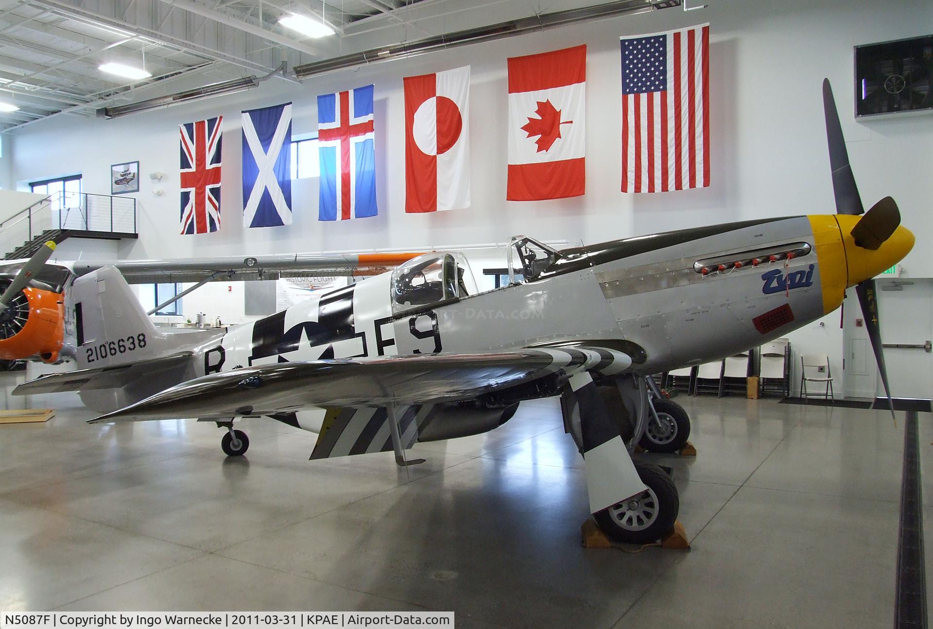 N5087F, 1943 North American P-51B Mustang C/N 104-25440, North American P-51B Mustang at the Historic Flight Foundation, Everett WA