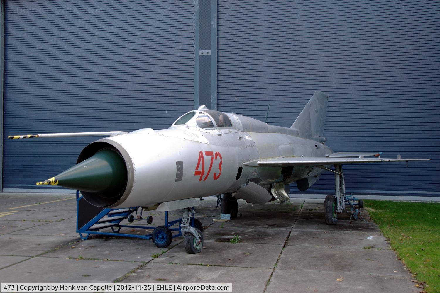 473, Mikoyan-Gurevich MiG-21PFM C/N 94A7006, MiG-21PFM fighter of the former East-German Air Force outside the Aviodrome aviation museum in Lelystad, the Netherlands.