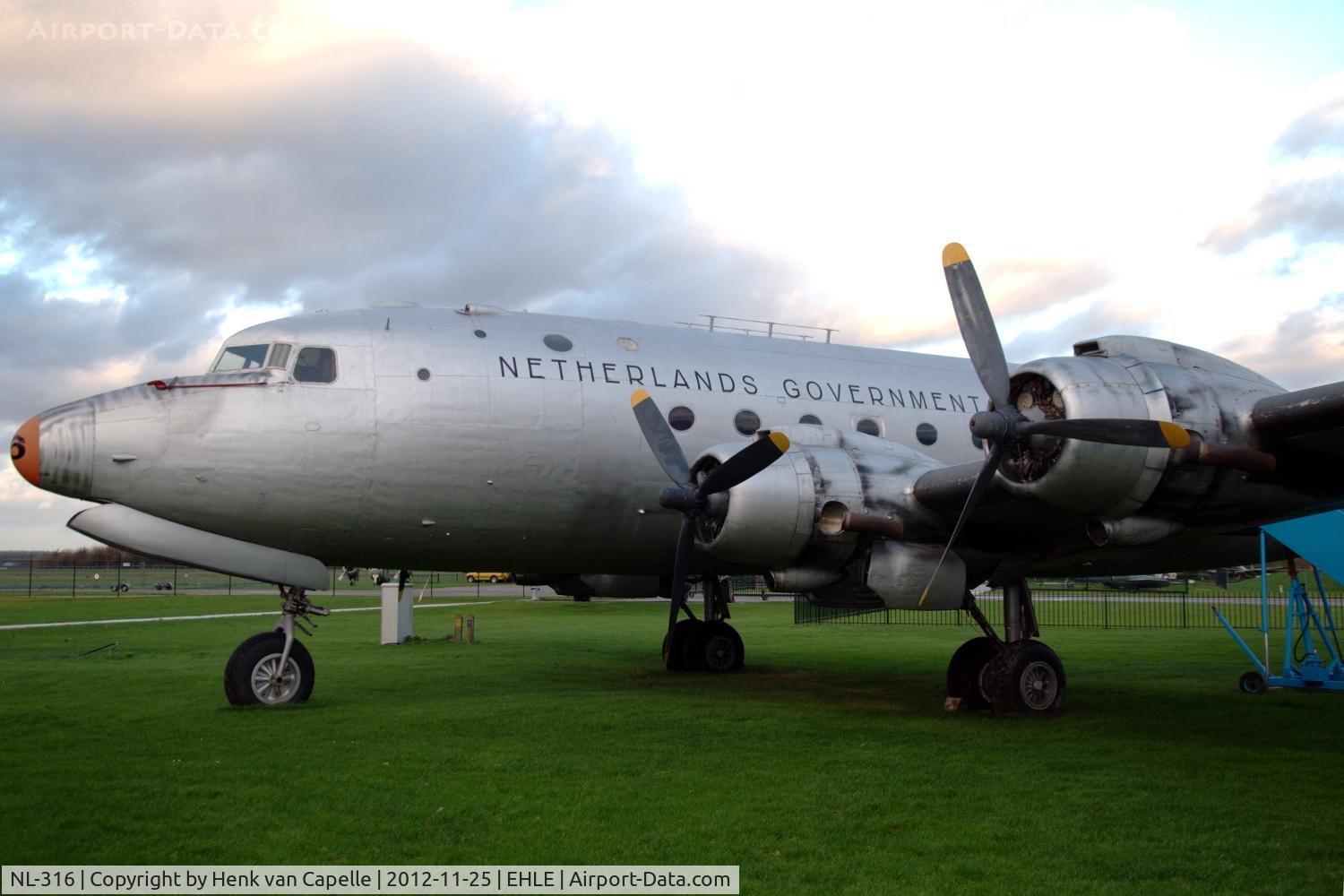 NL-316, 1942 Douglas C-54A Skymaster C/N 7488, Douglas C-54A in Netherlands Government Air Transport markings at the Aviodrome aviation museum in lelystad, the Netherlands.