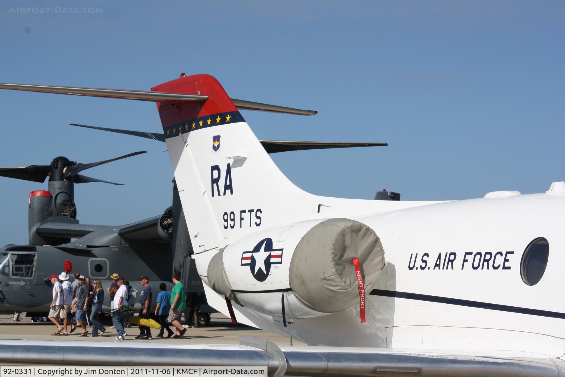 92-0331, 1992 Beechcraft T-1A Jayhawk C/N TT-45, A T-1 Jayhawk (92-0331) from the 99th Flying Training Squadron at Randolph Air Force Base on display at MacDill Air Fest