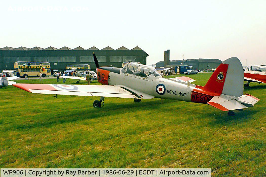 WP906, De Havilland DHC-1 Chipmunk T.10 C/N C1/0779-DHB.f678, DHC-1 Chipmunk T.10 [C1/0779] Wroughton~G 29/06/1986. Seen here in Royal Navy markings and coded 816.